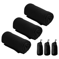 롱런해빗 쿨 건식 스포츠타월 100 x 30 cm, 블랙, 3개