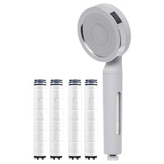 DAELIM BATH D.clean 多功能濾芯蓮蓬頭寬版型 + 多功能濾芯 4個, 灰色 + 白色 + 銀色, 1套