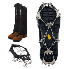 LIBERO Balch 鏈條冰爪 23P + 長版綁腿套組, 黑色(冰爪), 黑色(綁腿)