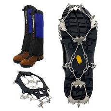 LIBERO 발크 체인 아이젠 23P + 롱 스패츠 세트, 블랙(아이젠), 블루(스패츠)