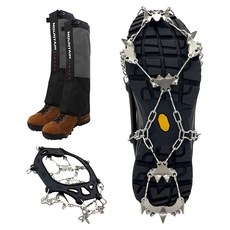 LIBERO 발크 체인 아이젠 23P + 롱 스패츠 세트, 블랙(아이젠), 그레이(스패츠)