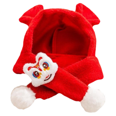 高精寵物 寵物帽子 連帽圍巾款, 紅色, 1個