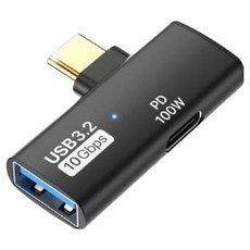 수피 USB3.2 A to C타입 10Gbps 2in1 고속데이터 OTG 외장하드 이어폰 충전 동시연결 T자형 젠더 블랙, GD18, 1개