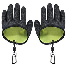 Silvercast 露背半指手套型釣魚手套 雙手穿戴 磁吸扣環, 黑色, 1個