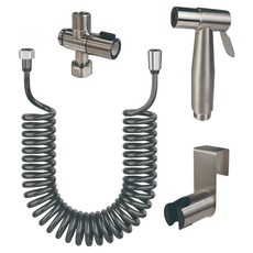 BATHROOM KNOWLEDGE 噴槍 + T型閥 + 掛勾式掛架 + 彈簧軟管 5m 夏洛特57 SUS 304, 單一顏色, 1個