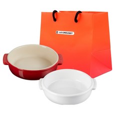 르크루제 타파스 디쉬 + 쇼핑백, 2개, 디쉬 2p + 쇼핑백, 빨강, 화이트