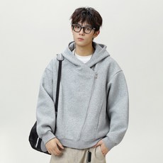 JTL 男款不對稱斜拉鍊休閒日常連帽外套