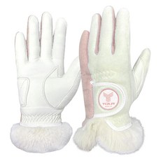 TourGolf 女性用 Ultra Heat 毛絨冬季高爾夫手套 雙手穿戴組 TGW-13, 1套, 白粉色