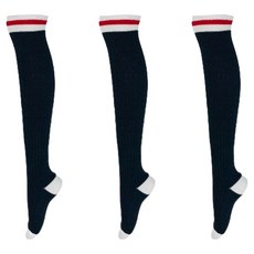 女款冬季羅紋過膝運動襪, 炭灰色, 炭灰色, 炭灰色, 3個