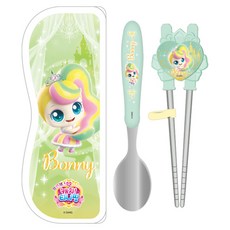 르번 프린세스 캐치티니핑 스푼 양손 교정젓가락 케이스 세트 뽀니핑, 혼합색상, 1세트, 스푼 + 양손 교정젓가락 + 케이스