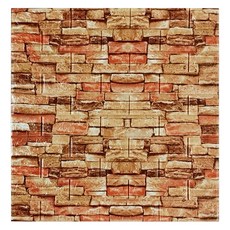 Jiko 自黏式防水隔熱磚紋3D泡棉壁紙, 復古紅岩石, 1個