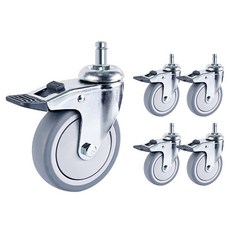 EMPIRE 靜音無噪音輪子 醫院 閱覽室 大車 椅子輪子 螺栓 環 平板 1環 11mm 煞車 5入組, 1套