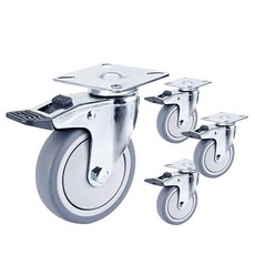 EMPIRE 靜音無噪音輪子 醫院 閱覽室 車輛 椅子輪子 螺栓 環 平板 3 平板煞車 4件組, 1套