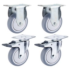 EMPIRE 靜音無噪音輪子 醫院 閱讀室 車輛 椅子輪子 螺栓 環 平板 3 平板固定 2入 + 煞車 2入 套組, 1套