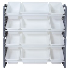 UNiPLAY 玩具收納架 附收納桶 6個 UB45612, 質感灰, 1個