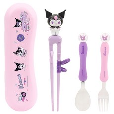 LiLFANT 幼兒用 The Stick Max 餐具 庫洛米 左手用, 混合顏色, 1套, 筷子 + 湯匙 + 叉子 + 收納盒