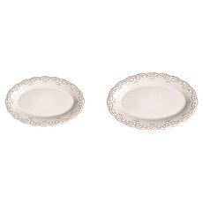 COZY TABLE Olive Romance 復古古董橢圓盤 2件組, 單一顏色, 1套, 盤子 M + L