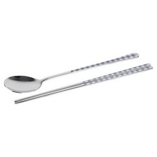 보겐 체크 세라믹 숟가락 젓가락, 1개, 숟가락 + 젓가락, 그레이