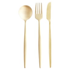 Nothyang 方字鍮器晚餐餐具組, 金色, 1套, 湯匙 + 叉子 + 刀子