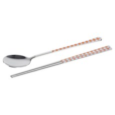 보겐 체크 세라믹 숟가락 젓가락, 1개, 숟가락 + 젓가락, 오렌지