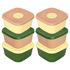 Nicoleta 矽膠冷凍飯微波爐分裝容器 200ml x 3款 x 2入組, 綠色, 綠色, 蜜桃色, 蜜桃色, 奶油色, 奶油色, 1套