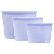 Nicoleta 頂級矽膠保鮮夾鏈袋 500ml + 1L + 1.5L 套組, 紫色, 1套
