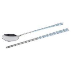 보겐 체크 세라믹 숟가락 젓가락, 1개, 숟가락 + 젓가락, 민트
