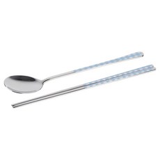 보겐 체크 세라믹 숟가락 젓가락, 1개, 숟가락 + 젓가락, 스카이