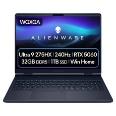델 2025 에일리언웨어 오로라 16X 코어Ultra9 인텔 14세대 지포스 RTX 5060, 인터스텔라 인디고, 1TB, 32GB, WIN11 Home, DAC16251-WH03KR