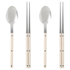 샤블랑 스텐304 한식 수저 세트, 2세트, 숟가락 + 젓가락, 베이지, 베이지