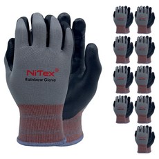 NiTex 彩虹 NBR 泡棉塗層手套 雙手穿戴組 L, NRG-600 灰色, 10套