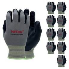 NiTex 彩虹NBR泡棉塗層手套 雙手穿戴組 M, NRG-600 灰色, 10套