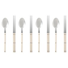 샤블랑 스텐304 한식 수저 세트, 4세트, 숟가락 + 젓가락, 베이지, 베이지, 베이지, 베이지
