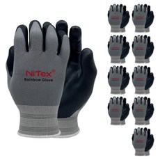 NiTex 彩虹NBR泡棉塗層手套 雙手穿戴組 S, NRG-600 灰色, 10套