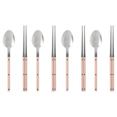 샤블랑 스텐304 한식 수저 세트, 4세트, 숟가락 + 젓가락, 핑크, 핑크, 핑크, 핑크