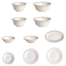 COZY TABLE Olive Romance 復古古董雙人韓式餐具10件組, 單一顏色, 1套, 飯碗 2p + 湯碗 2p + S號小菜盤 + M號小菜盤 + M號橢圓盤 + S號圓盤 + M號圓盤 + L號圓盤