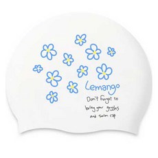 LEMAnGO Blue daisy 泳帽 4198, 白色, 1個