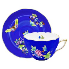 Herend 퀸 빅토리아 티컵 200ml + 소서 세트 B-1타입, 블루, 1세트