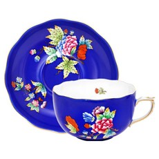 Herend 퀸 빅토리아 티컵 200ml + 소서 세트 A타입, 블루, 1세트