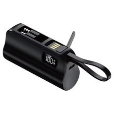에이파워 LCD 듀얼젠더 도킹형 일체형 보조배터리 5000mAh C타입 / 8핀, 블랙, APPB-5K-18-LGC