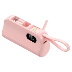 에이파워 LCD 듀얼젠더 도킹형 일체형 보조배터리 5000mAh C타입 / 8핀, 핑크, APPB-5K-18-LGC