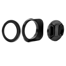 동글이 프리미엄 용이한 카메라 렌즈후드 + 캡 + 어댑터 링 세트 55~62mm, 1세트, 블랙