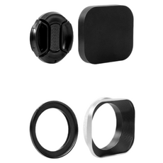 동글이 고급스러운 카메라 렌즈후드 + 캡 + 후드캡 + 어댑터 링 세트 40.5~52mm, 1세트, 실버 + 블랙