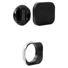 동글이 고급스러운 카메라 렌즈후드 + 캡 + 후드캡 세트 52mm, 1세트, 실버 + 블랙