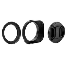 동글이 프리미엄 용이한 카메라 렌즈후드 + 캡 + 어댑터 링 세트 58~62mm, 1세트, 블랙