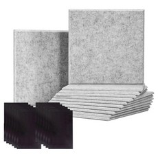 Market Plan DIY室內裝潢隔音吸音板 磁吸式 12片 + 磁鐵 12片 套組, 灰色(吸音板), 1個