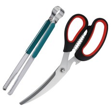 키친하우스 주방가위 + 집게 세트, 레드 + 블랙(가위), 그린 + 실버(집게), 1세트, 집게 + 가위