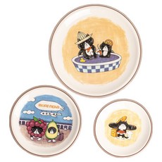 MaisonDeMori Mori Neko 圓形盤 3件組, 棕色黑貓, 1套, 圓形盤 S + M + L