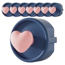 원더파파 실리콘 콘센트 손잡이형 안전커버, 네이비 하트, 8개