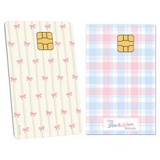 리코즈 커스텀 데코 카드 스티커 02 일반칩 리본체크 2종 세트, 혼합색상, 1세트